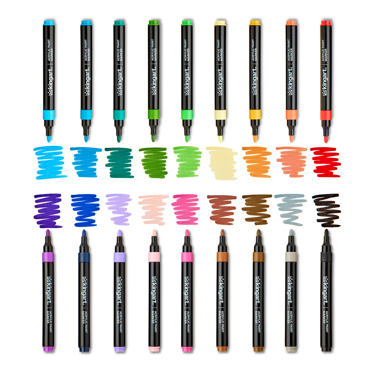 Acrylic Paint Markers Variety Set – 48 Colors, 2mm Bullet Tip, Water-Based, Multi-Surface