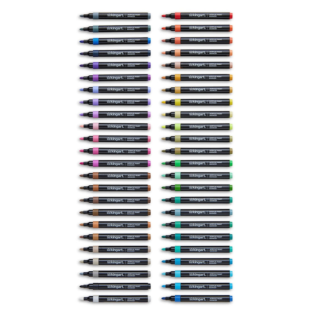 Acrylic Paint Markers Variety Set – 48 Colors, 2mm Bullet Tip, Water-Based, Multi-Surface