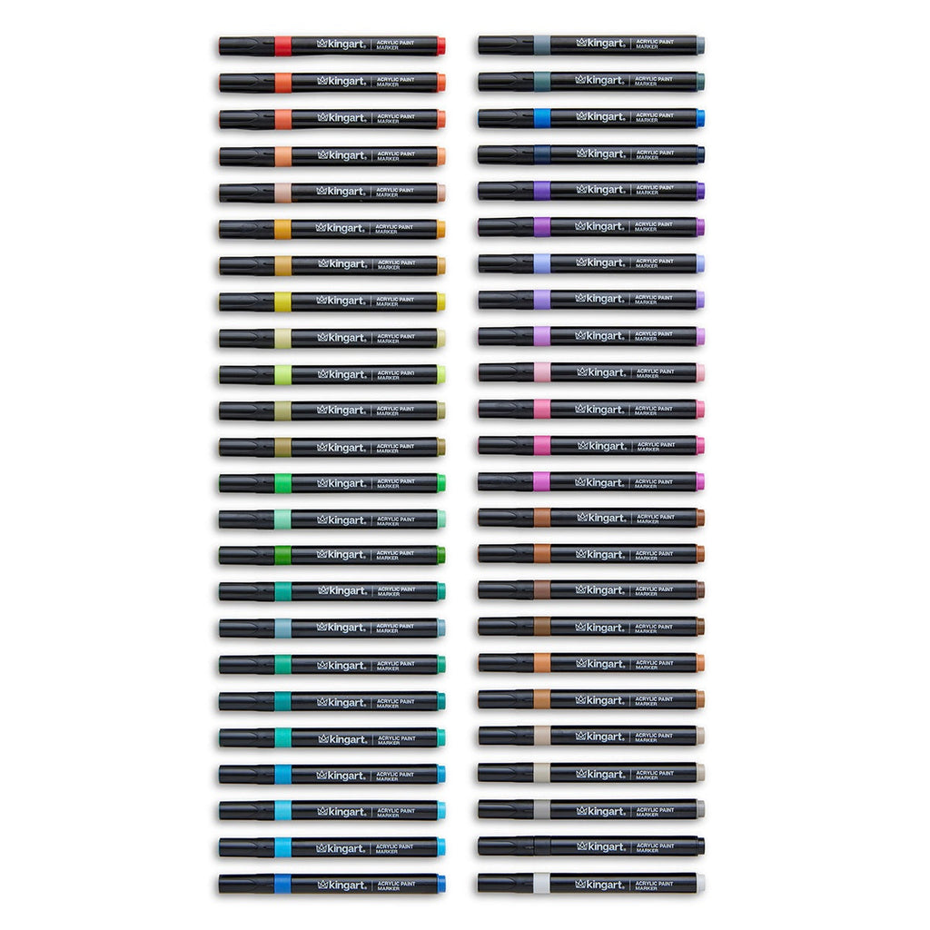 Acrylic Paint Markers Variety Set – 48 Colors, 2mm Bullet Tip, Water-Based, Multi-Surface