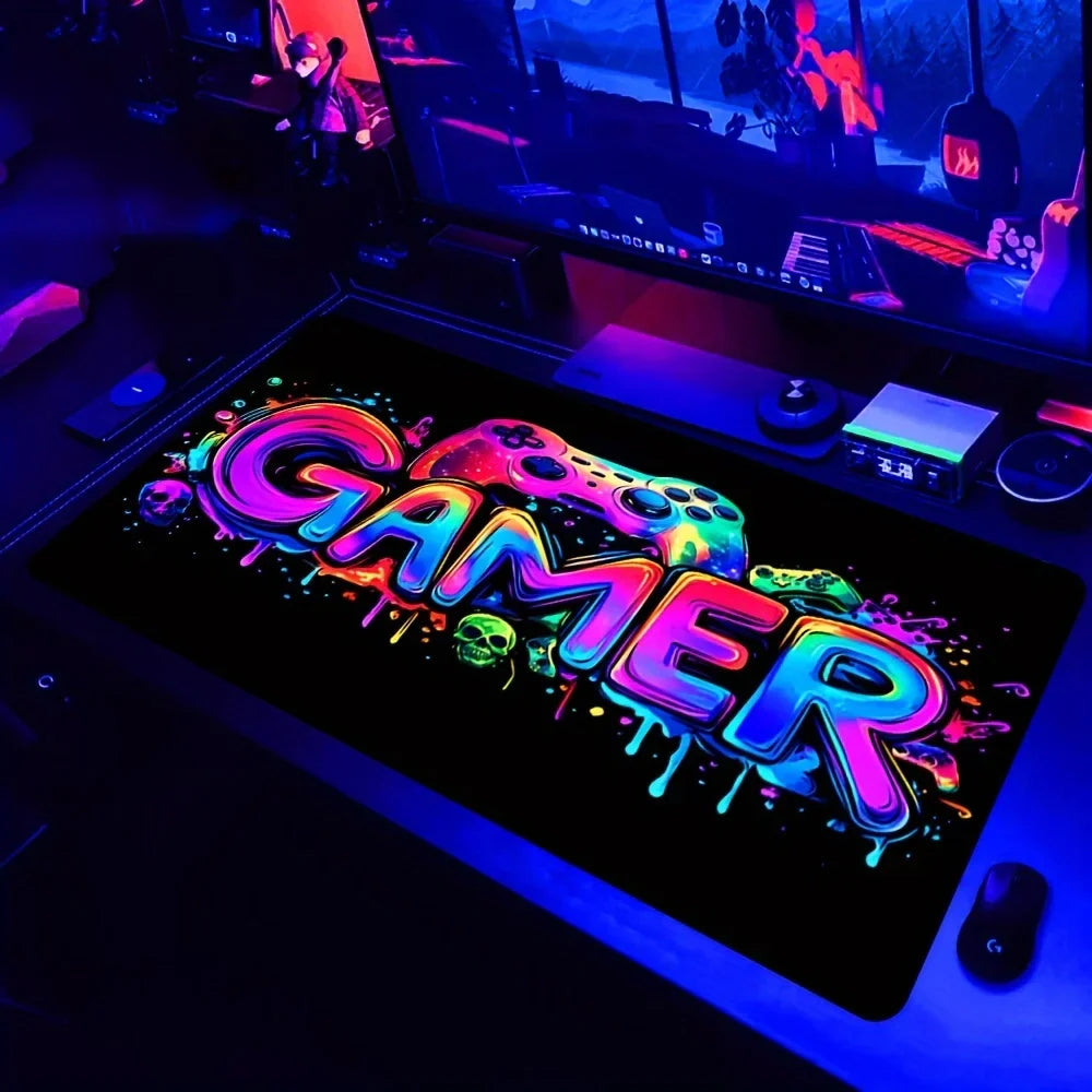 Gamepad Pattern XXL Gaming Mouse Pad – Non-Slip Rubber Desk Mat, Multiple Sizes (90×40, 80×40, 80×30, 60×30 cm / 35.4×15.7, 31.5×15.7, 31.5×11.8, 23.6×11.8 in)