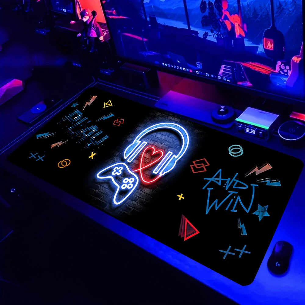 Gamepad Pattern XXL Gaming Mouse Pad – Non-Slip Rubber Desk Mat, Multiple Sizes (90×40, 80×40, 80×30, 60×30 cm / 35.4×15.7, 31.5×15.7, 31.5×11.8, 23.6×11.8 in)